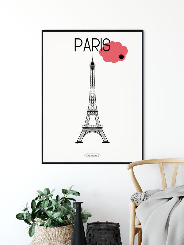 Affiche graphique Paris – mise en ambiance murale avec vue iconique de la capitale française.