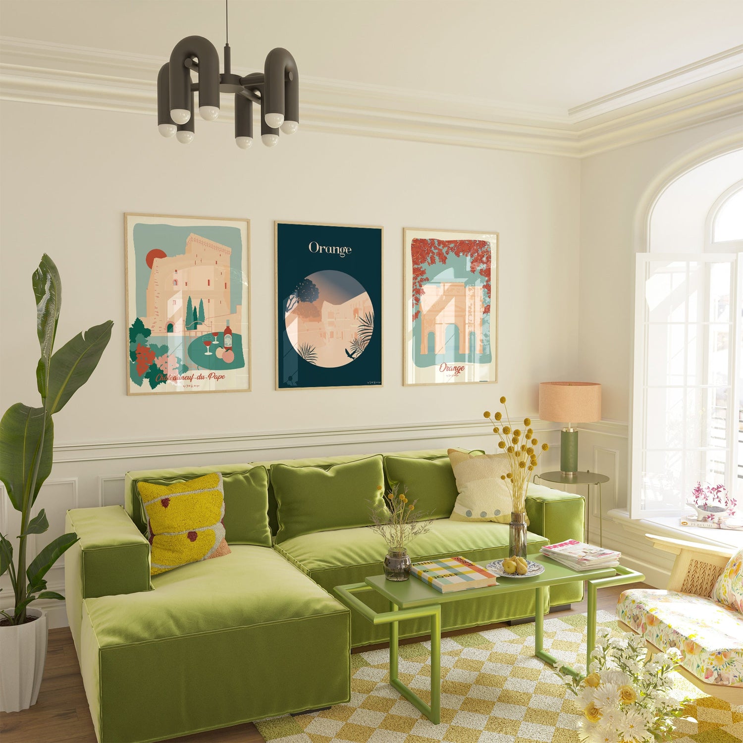 Affiches Provence champs de lavande et villages illustration Julie Roubergue
