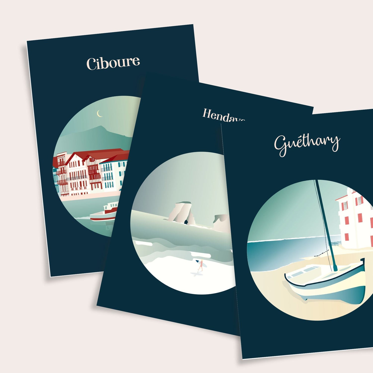 Cartes postales Pays Basque océan illustration Julie Roubergue