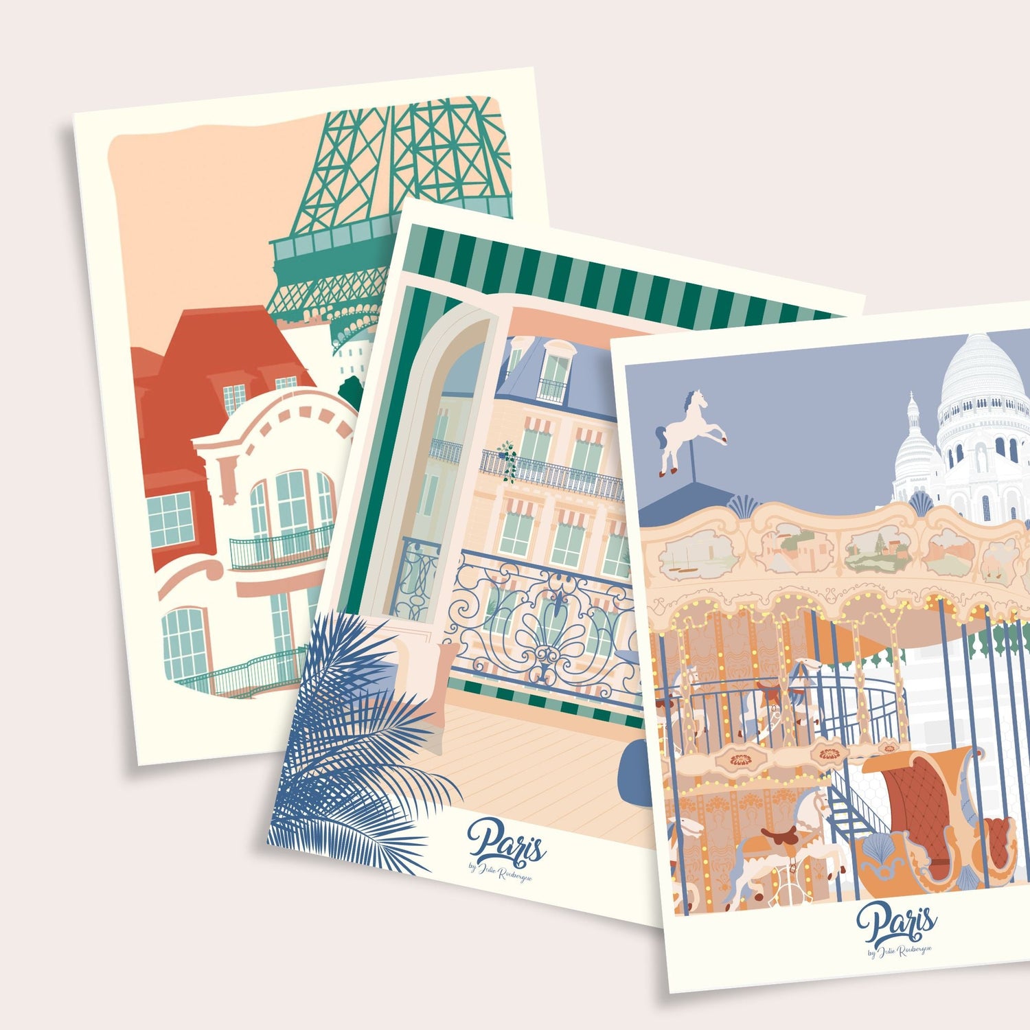 Cartes postales Paris Montmartre illustration Julie Roubergue