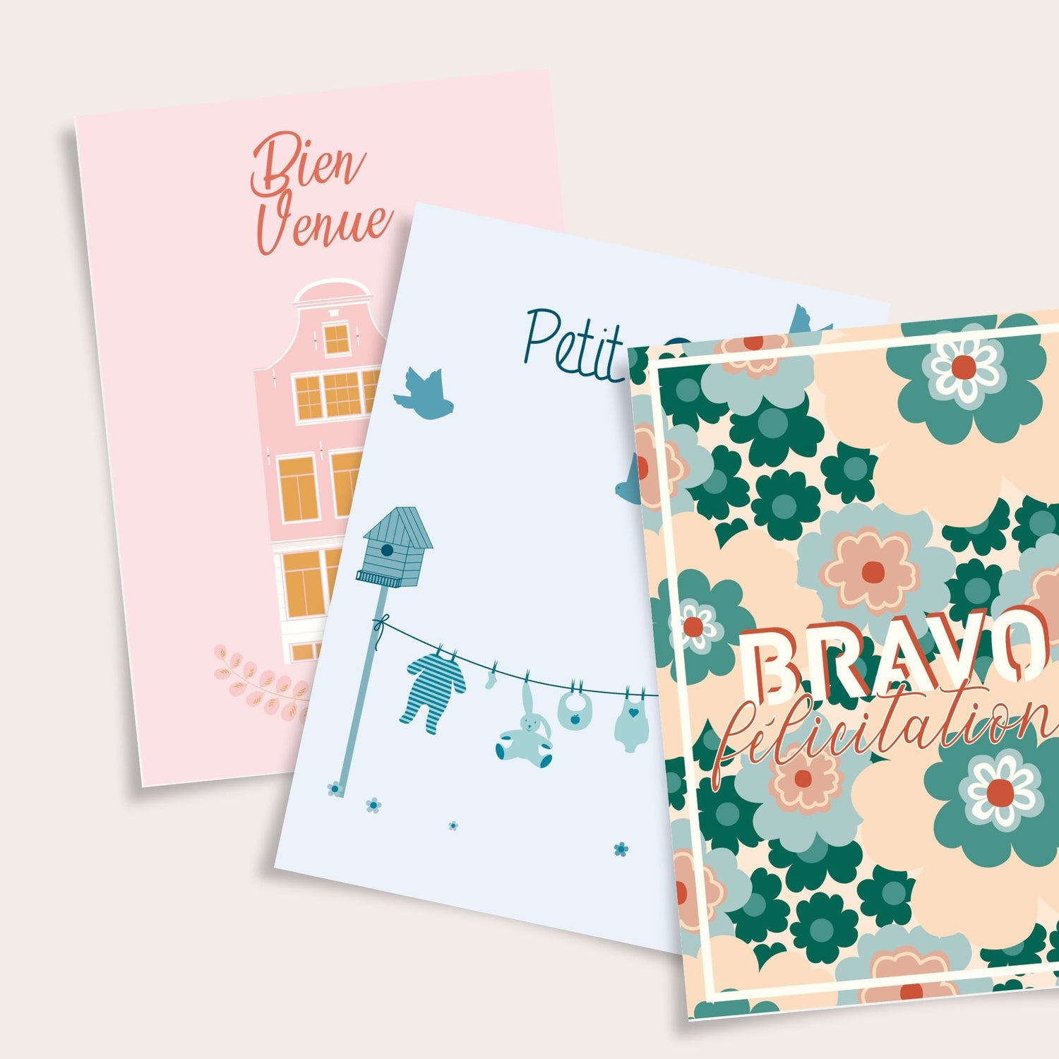 Cartes postales naissance illustration bébé Julie Roubergue