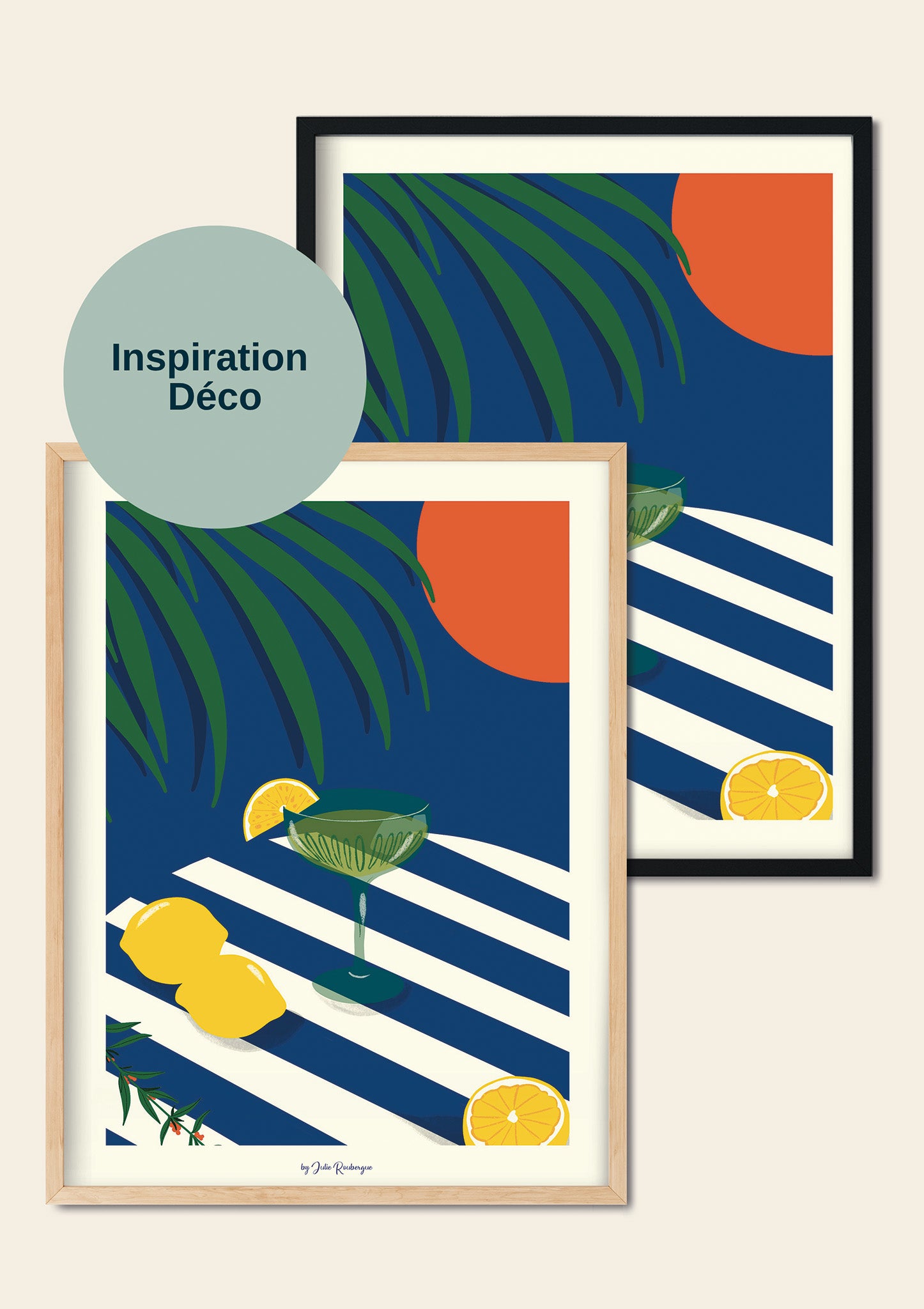 Affiche Apéritivo encadrée en bois clair ou en dans un cadre noir pour une inspiration déco.