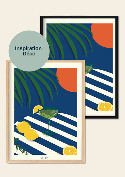 Affiche Apéritivo encadrée en bois clair ou en dans un cadre noir pour une inspiration déco.