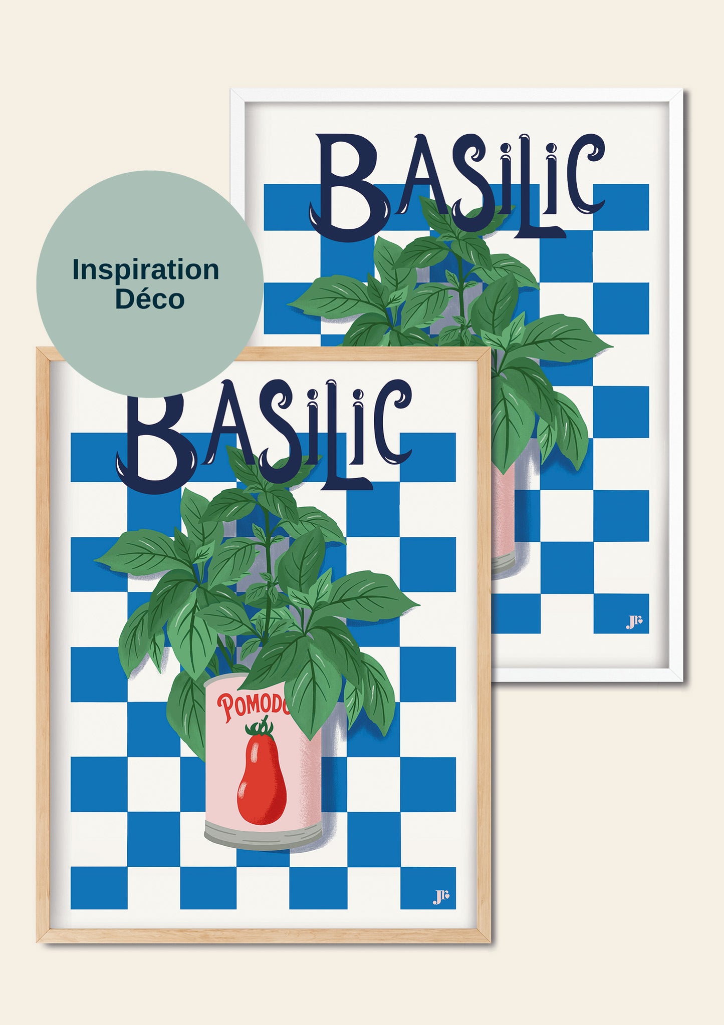 Affiche Basil Bloom dans un cadre en bois naturel ou blanc pour une inspiration déco.