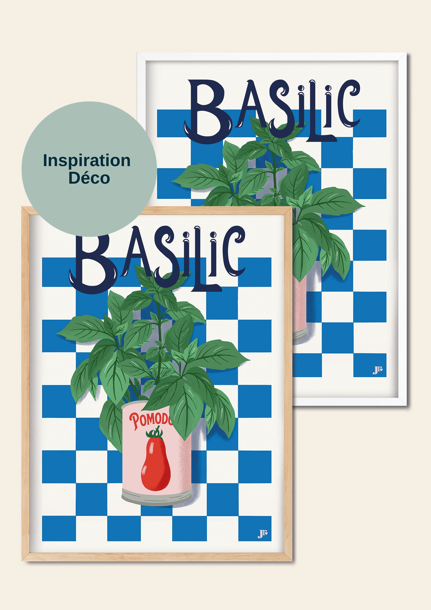 Affiche Basil Bloom dans un cadre en bois naturel ou blanc pour une inspiration déco.