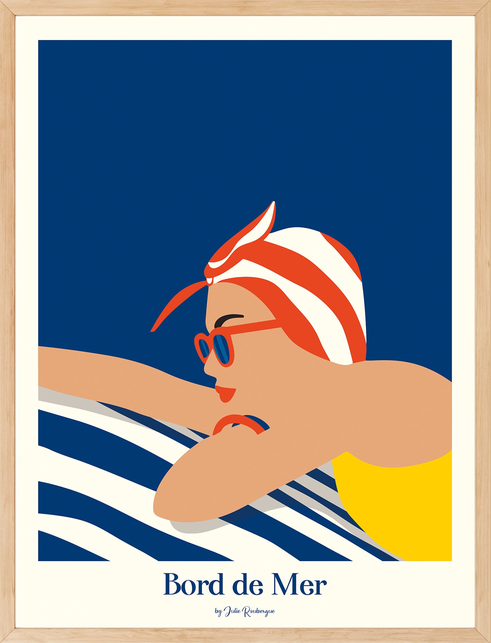 Affiche encadrée BORD DE MER – Plongeon Estival, format 30x40 cm, déco d’été élégante et stylisée.