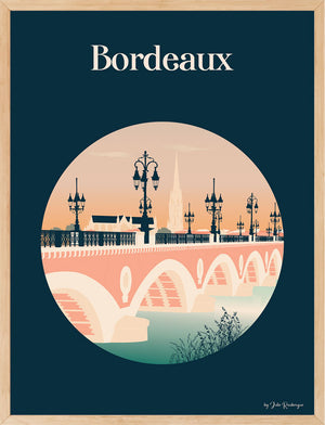 Affiche BORDEAUX, Pont de Pierre Julie Roubergue