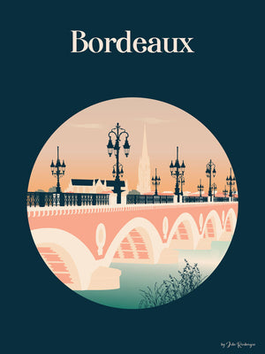 Affiche BORDEAUX, Pont de Pierre Julie Roubergue