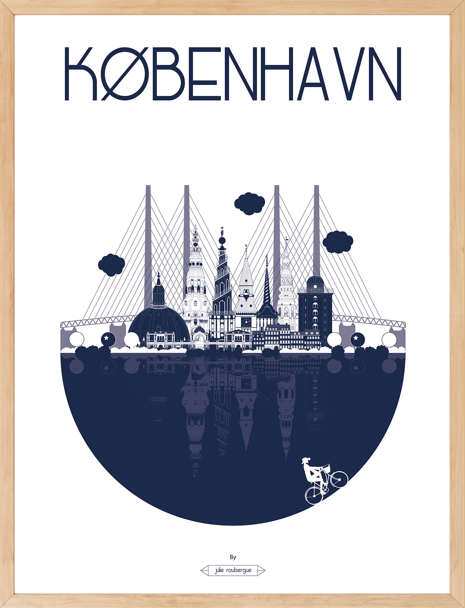 Affiche KØBENHAVN / COPENHAGUE - La Ville, Ilustration d'Art 50x70cm