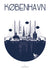 Affiche marine de Copenhague – illustration graphique des monuments emblématiques de la ville dans un style épuré et design.