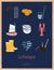 Affiche encadrée La Bretagne – Les Iconiques, fond marine, impression premium, idéale pour un intérieur breton chic.
