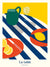 Illustration graphique d’une table d’été avec citrons, nappe rayée et verre de boisson fraîche. Affiche solaire et culinaire.