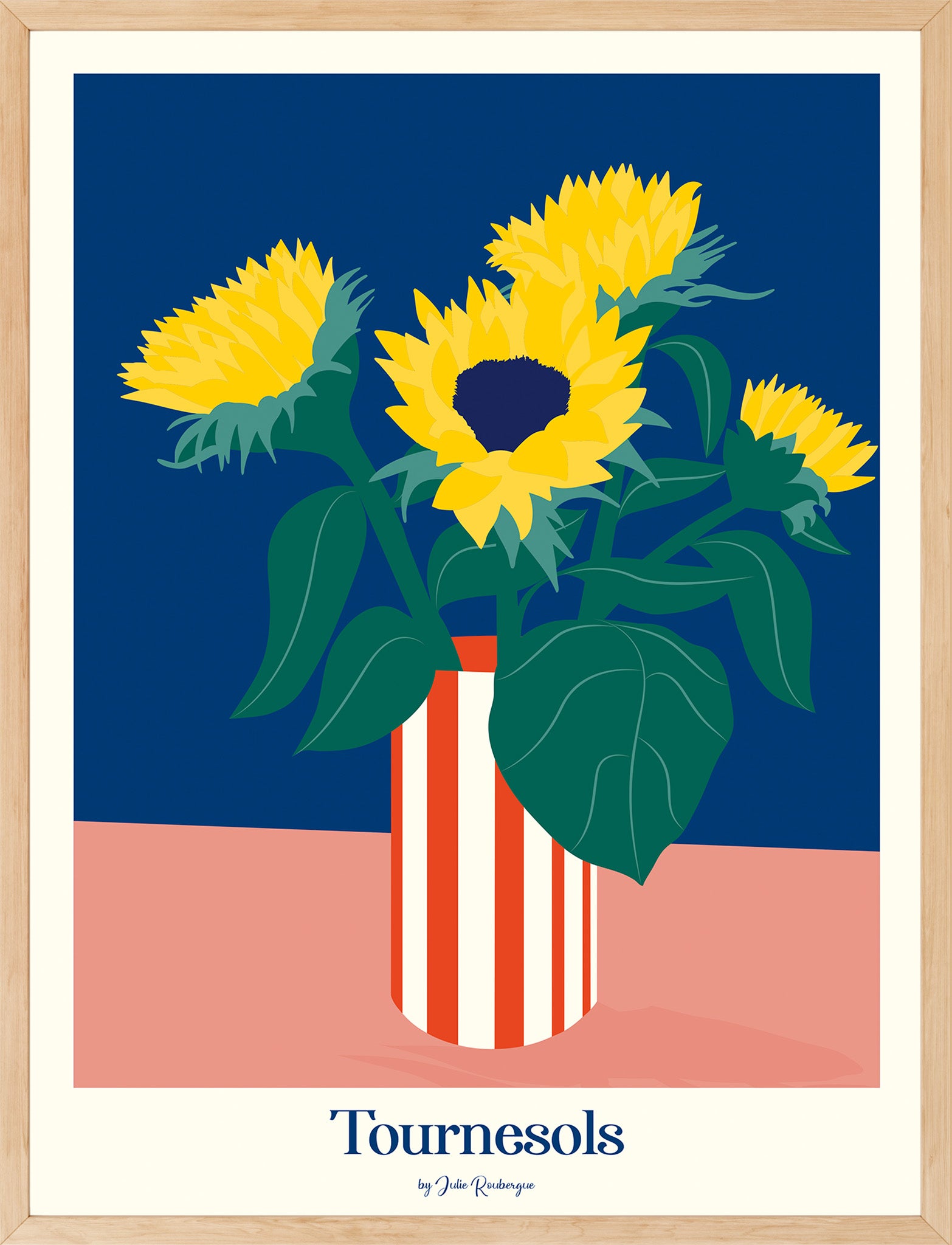 Affiche encadrée Les Tournesols, format 30x40 cm, décoration florale colorée et graphique.