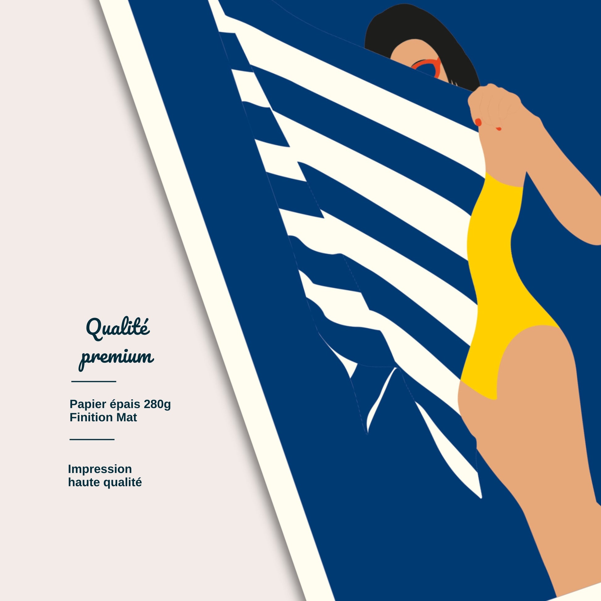 Détail carte postale Bord de Mer, Retour de Plage impression papier épais illustration Julieroubergue