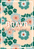 Carte postale BRAVO FÉLICITATIONS en version pastel avec motifs floraux rétro et typographie contrastée.