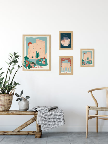 Mise en situation de nos illustrations d'Orange et Châteauneuf-du-Pape. Une jolie décoration provençale.