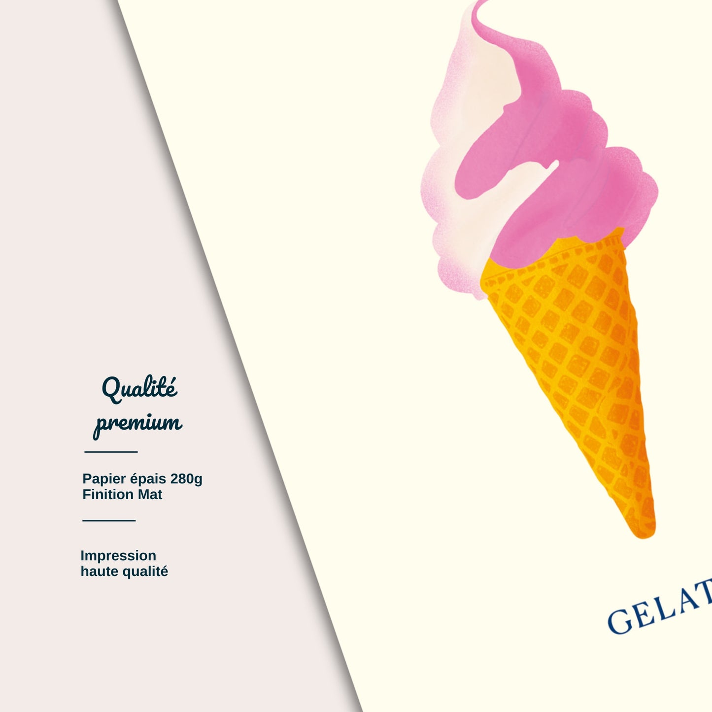 Détail carte postale Dolce Vita, Gelato impression papier épais illustration Julieroubergue