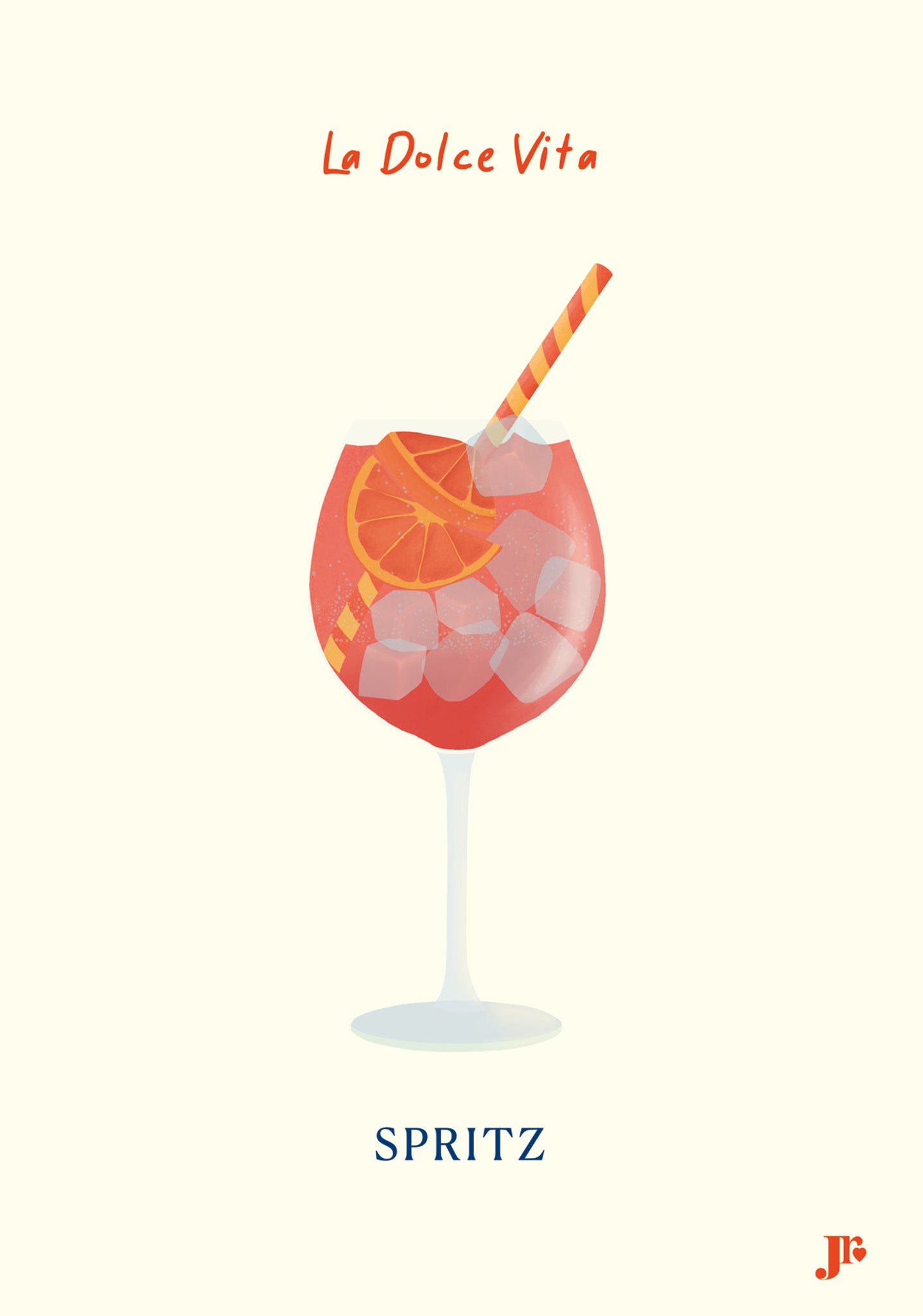 Carte postale Dolce Vita, Spritz illustration colorée format 10,5x15 cm. Illustration originale de Julie Roubergue