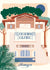 Carte postale illustrée Hossegor – Le Sporting, façade emblématique entourée de palmiers.