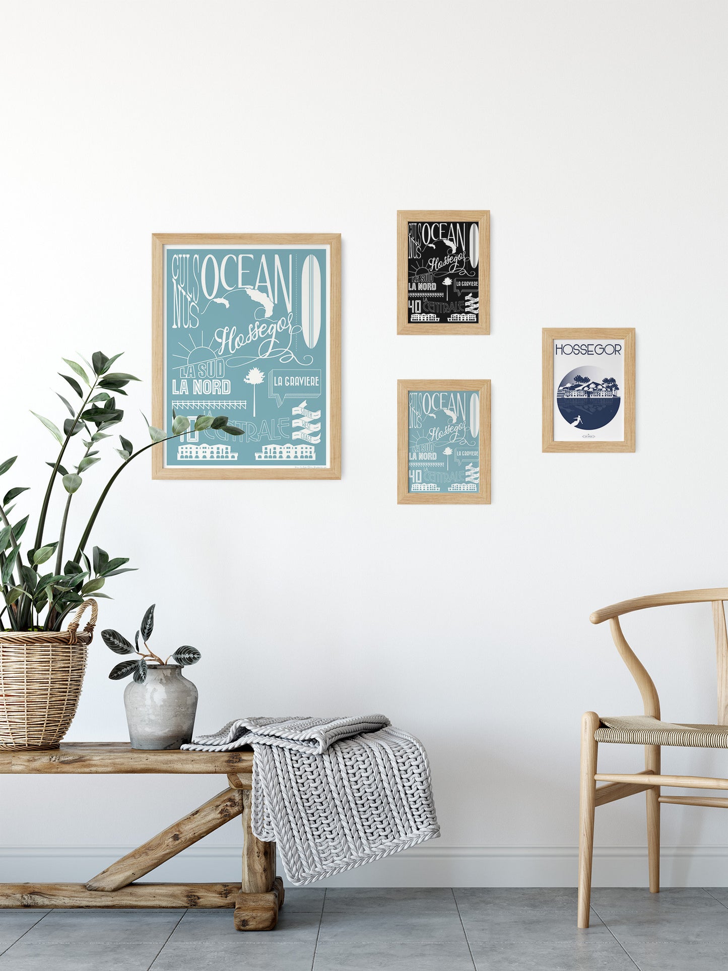 Cartes postalea illustrées garphiquement sur le theme d'Hossegor  par Julie Roubergue.