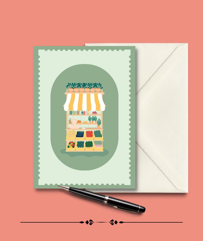 Carte Postale L'ETE, Le Petit Marché Julie Roubergue