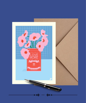 Carte Postale LE BOUQUET, Love More - Illustration originale de Julie Roubergue