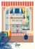 Carte postale illustrée intitulée "Paris, La Fenêtre par Julie Roubergue, représentant une vue d'un appartement parisien sur la Tour Eiffel dans les tons vifs.