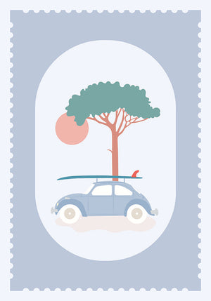 Carte Postale PIN, SURF & COCCINELLE Julie Roubergue