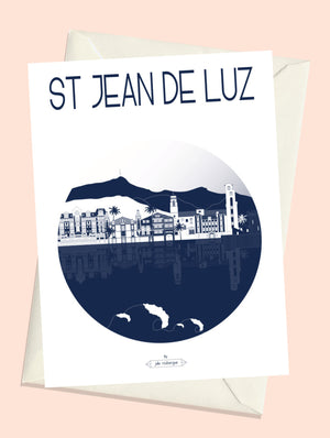 Carte postale du Saint Jean de Luz illustrée dans un style graphique par Julie Roubergue