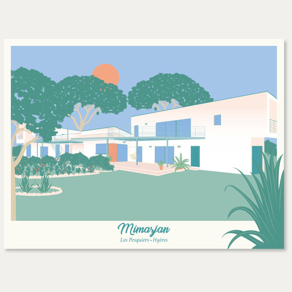 Illustration colorée d’une maison provençale en perspective, réalisée dans un style graphique doux et lumineux.