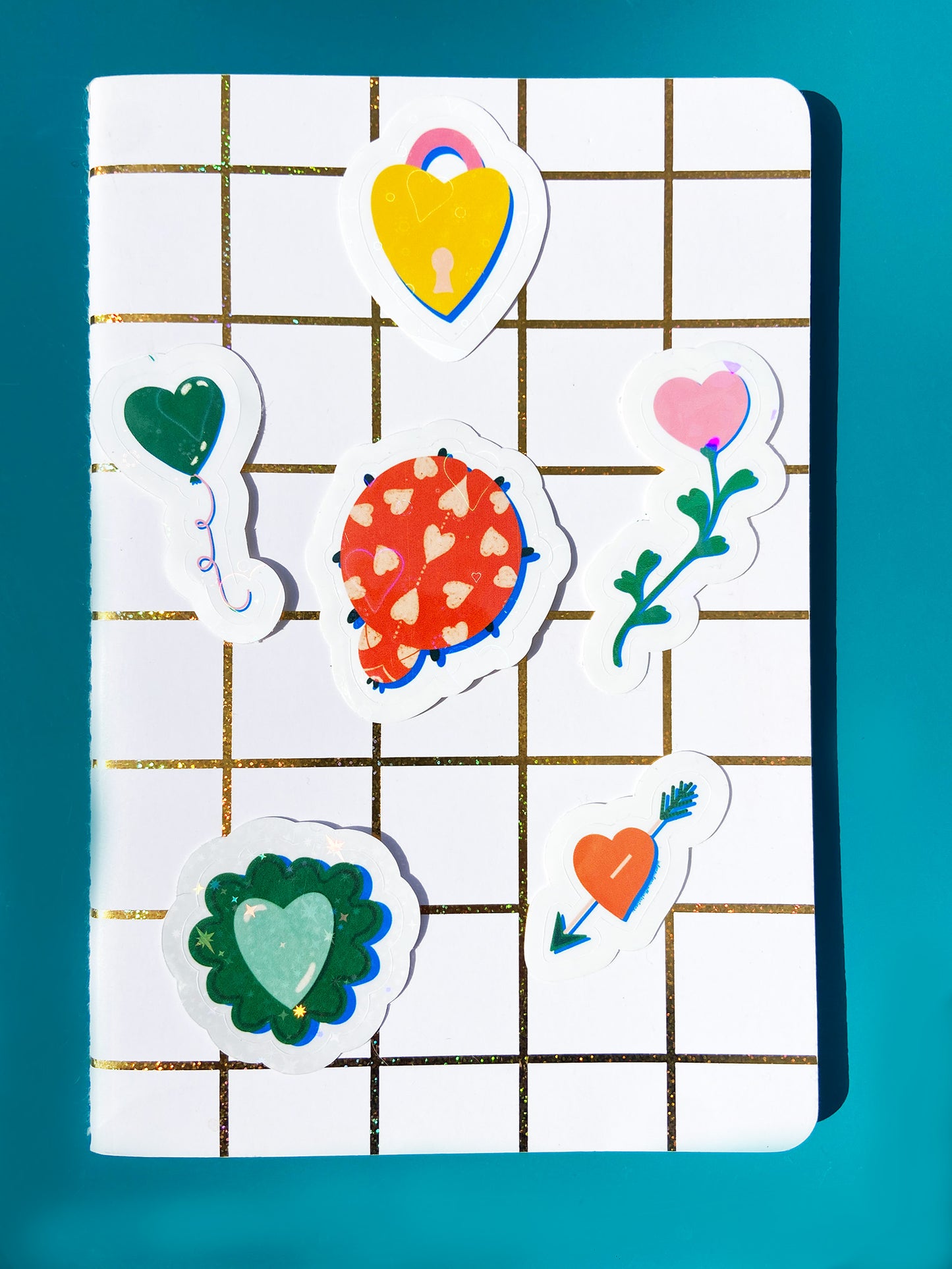 Stickers holographiques Love and Good Vibes collection B illustration Julie Roubergue