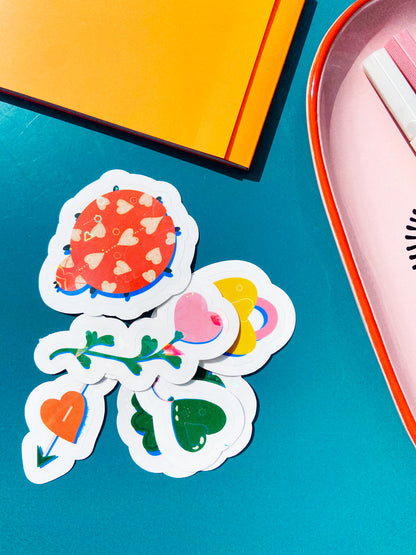 Stickers holographiques Love and Good Vibes collection B illustration Julie Roubergue