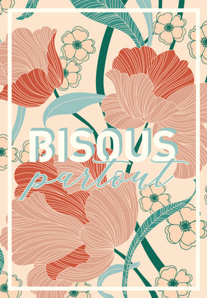 Carte de Voeux BISOUS PARTOUT Florale Julie Roubergue