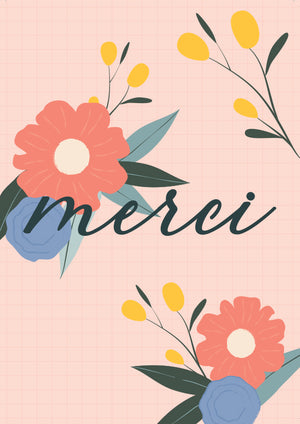 Carte de Voeux MERCI Fleurs Corail Julie Roubergue