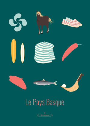 Carte Postale LE PAYS BASQUE, Les Iconiques Julie Roubergue