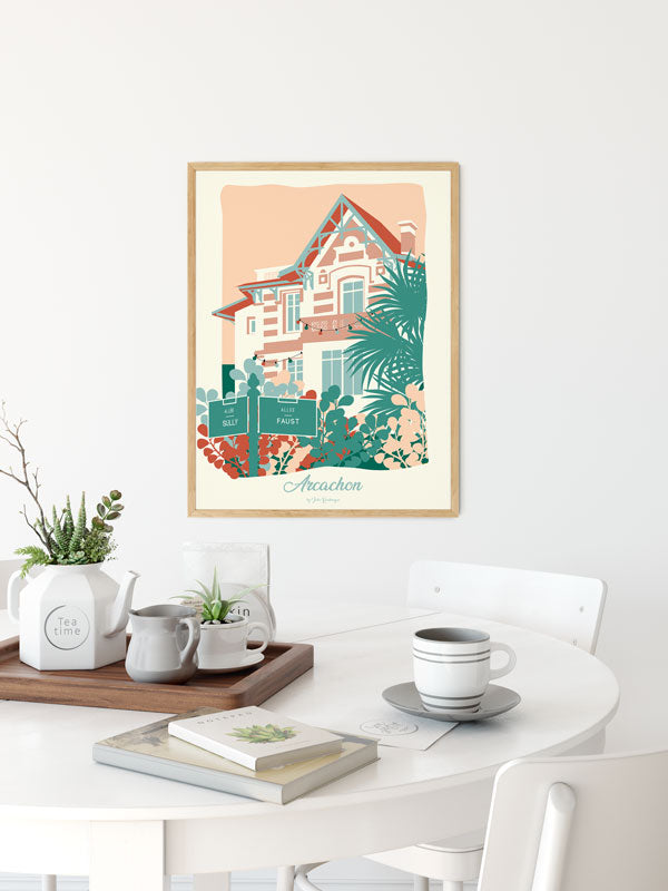 Affiche Arcachon Ville d’Hiver pastel en situation – Ambiance vintage et apaisante
