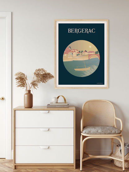 Affiche décorative de Bergerac mise en scène dans un intérieur lumineux, ambiance apaisée et chaleureuse.