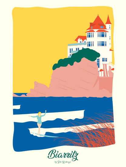 Affiche BIARRITZ, La Surfeuse Julie Roubergue