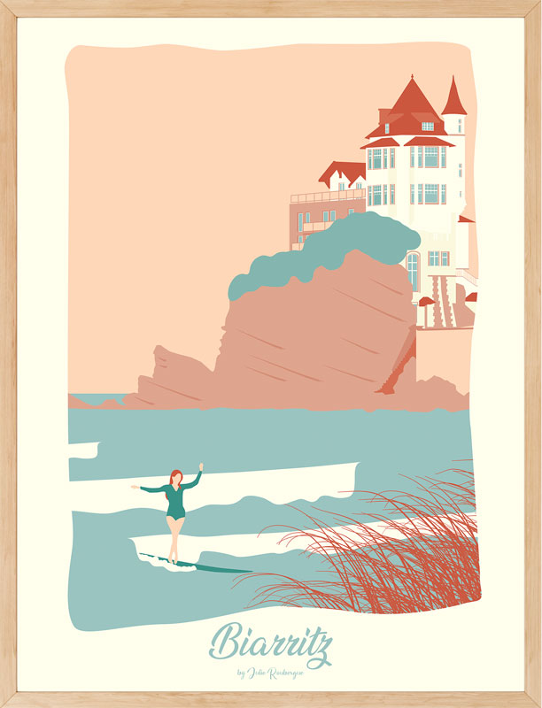 Affiche BIARRITZ, La Surfeuse Julie Roubergue