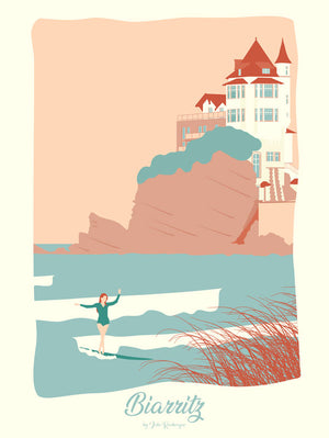 Affiche BIARRITZ, La Surfeuse Julie Roubergue