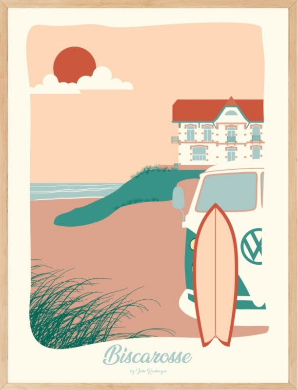 Affiche BISCARROSSE, Plage Julie Roubergue