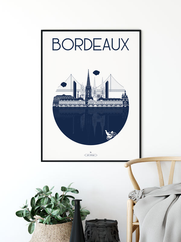 Affiche ville de Bordeaux - Le vieux Bordeaux noir blanc : Sookoa