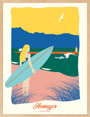 Affiche HOSSEGOR, La Surfeuse Julie Roubergue