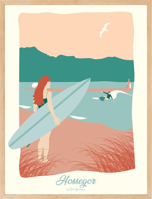 Affiche HOSSEGOR, La Surfeuse Julie Roubergue