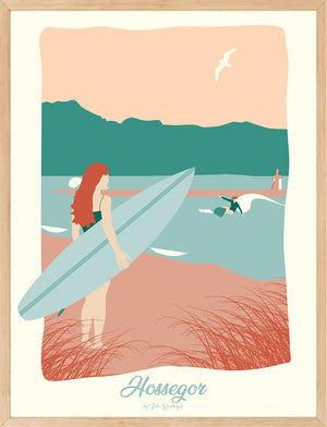 Affiche HOSSEGOR, La Surfeuse Julie Roubergue