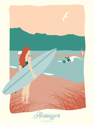 Affiche HOSSEGOR, La Surfeuse Julie Roubergue