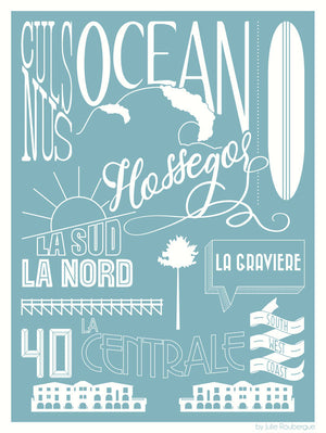 Affiche HOSSEGOR, Les Plages Julie Roubergue