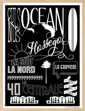 Affiche HOSSEGOR, Les Plages Julie Roubergue