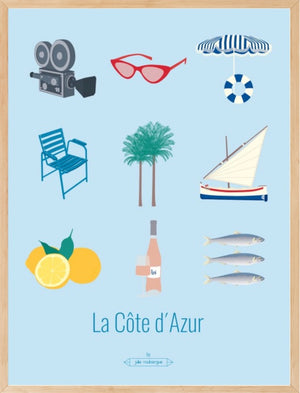 Affiche LA CÔTE D'AZUR, Les Iconiques Julie Roubergue