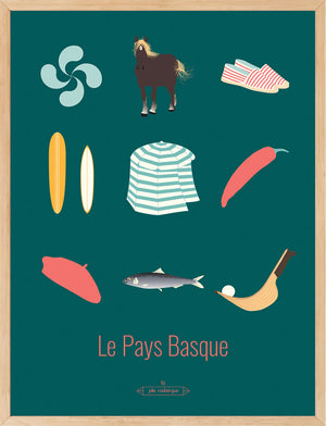 Affiche LE PAYS BASQUE, Les Iconiques Julie Roubergue